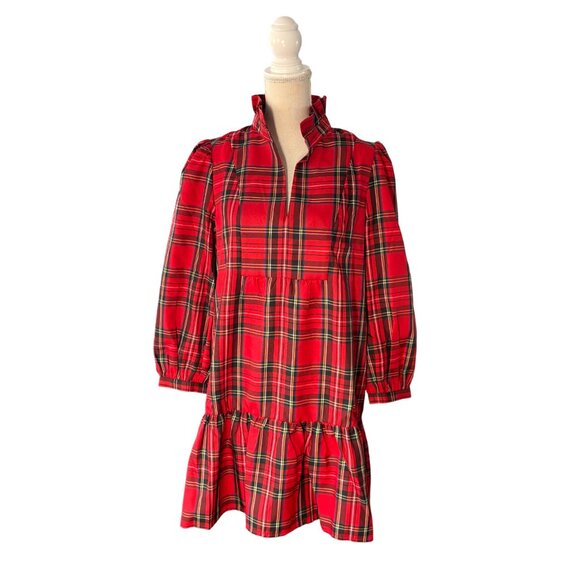 Tuckernuck Royal Stewart Tartan Palmerston Dress L large plaid ruffle collar - Picture 5 of 12